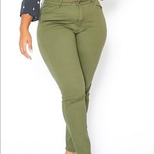 Olive green high waist skinny jeans 1X